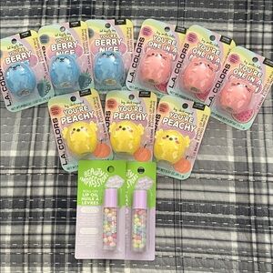 L.A. Colors Lip Balm and Gloss Set - Pink, Blue, Yellow
